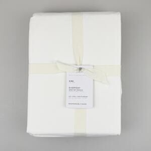 Pottery Barn Everyday Percale Sheet Set KING Solid White Cotton Bedding NWT
